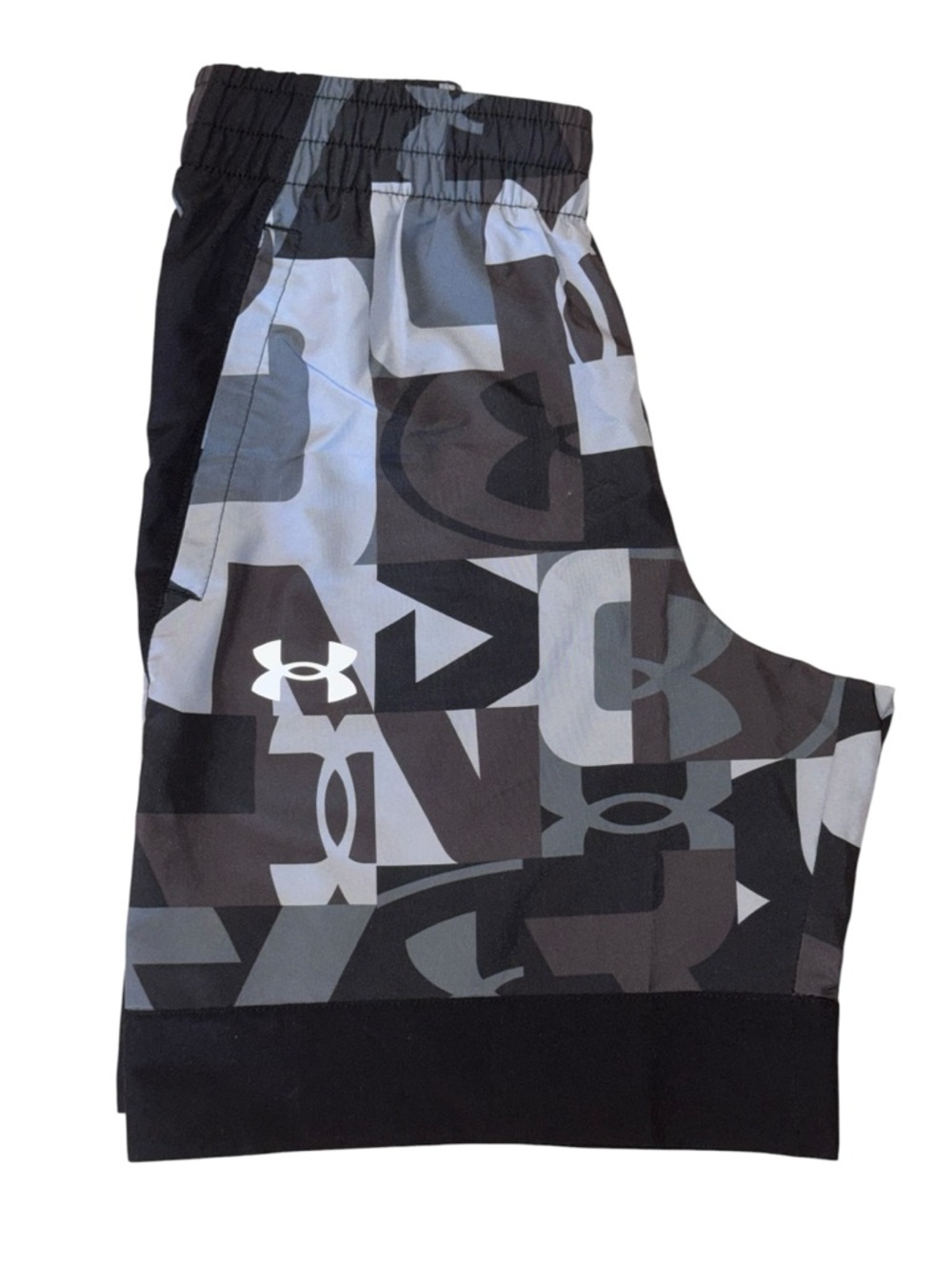 Under Armour Boys Shorts Gray Black Logo Print YMD Athletic Shorts